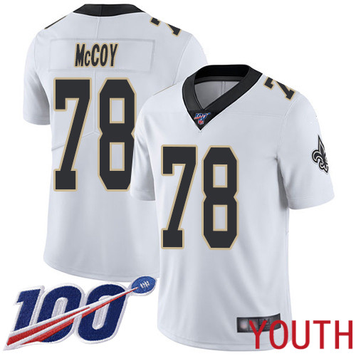 New Orleans Saints Limited White Youth Erik McCoy Road Jersey NFL Football #78 100th Season Vapor Untouchable Jersey->nfl t-shirts->Sports Accessory